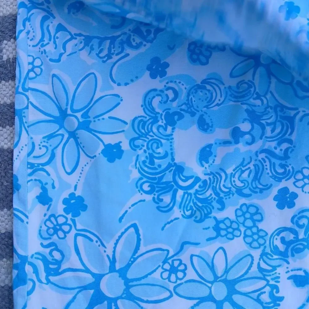 Vintage lilly pulitzer girls 10 yrs shift dress coastal blue lion around floral